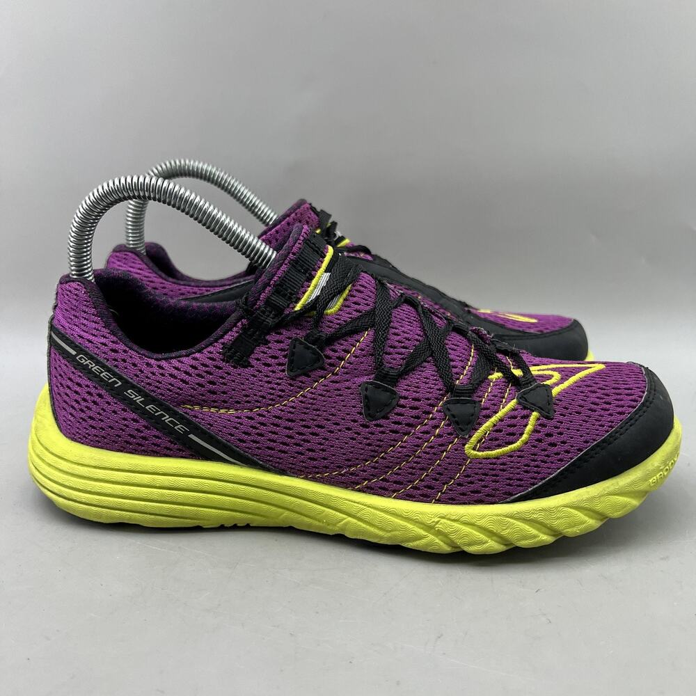 Brooks Green Silence Running Shoes Women Size 8 B Purple Yellow Comfort Sneakers